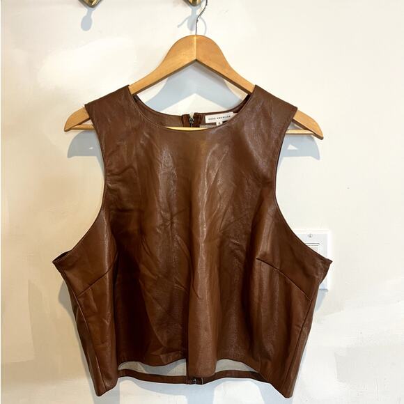 Good American | Better Than Leather Shell Crop Tank Burnt Caramel Size 5 2XL - Picture 2 of 9